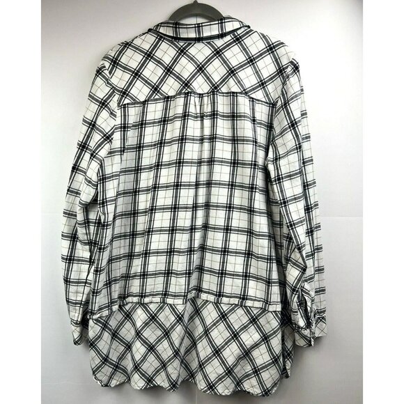 J Jill Blouse Top Size Large Plaid Flannel Button Down Oversized Long Sleeve - Picture 8 of 9